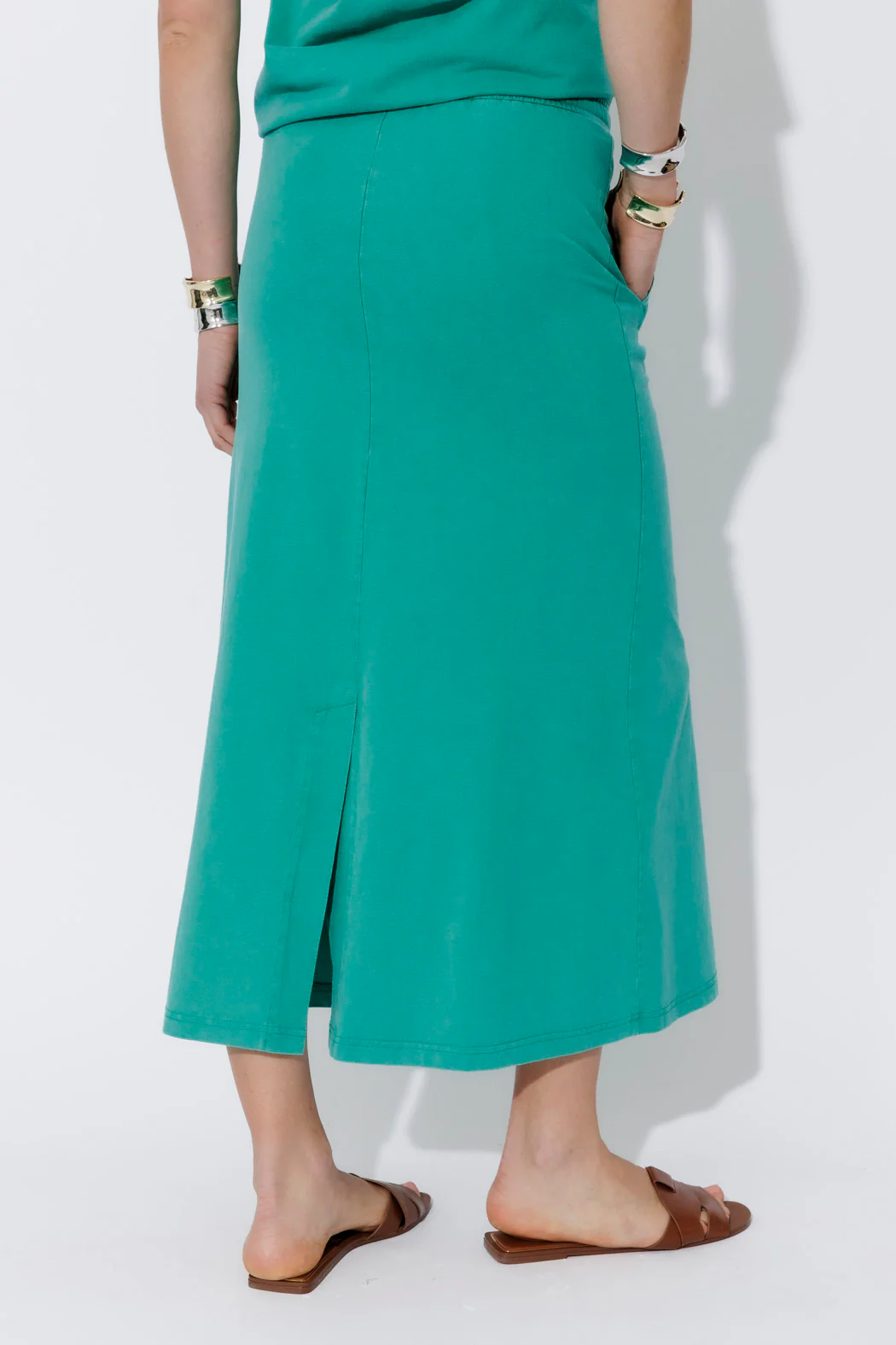 Aqua Washed Cotton Drawstring Skirt - Image 3