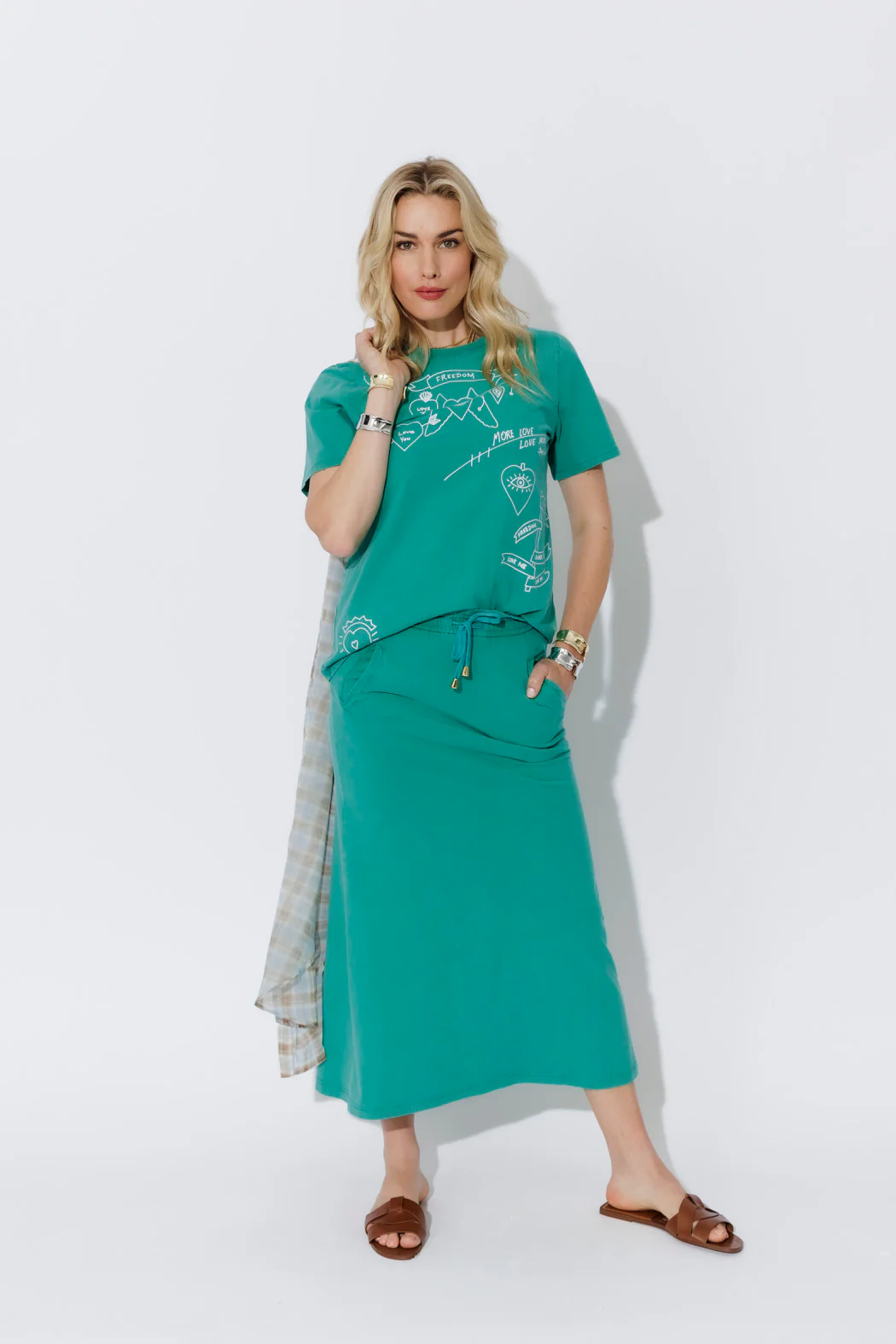 Aqua Washed Cotton Drawstring Skirt - Image 5