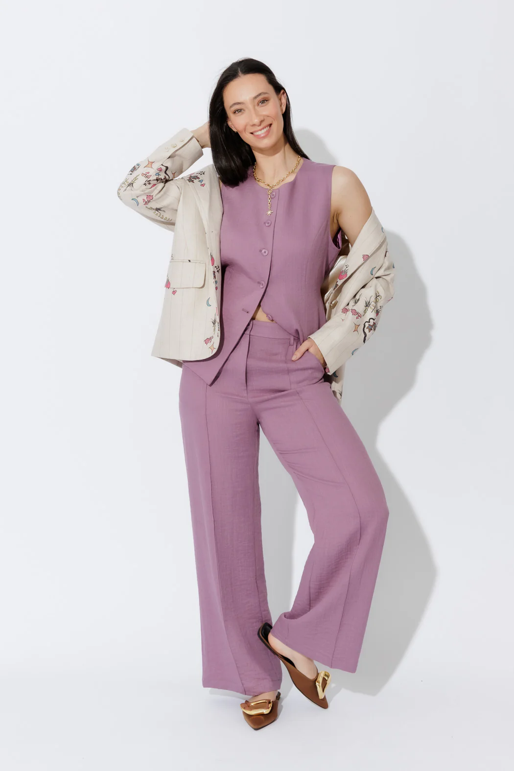 Berry Lyocell Pintuck Pant - Image 6