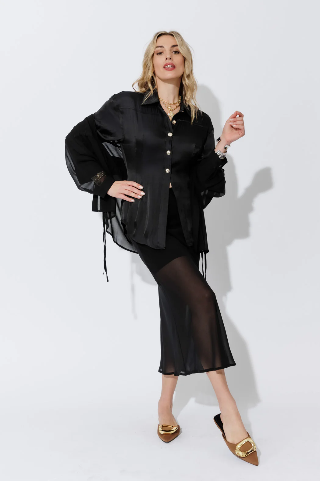 Black Chiffon Bias Skirt - Image 3