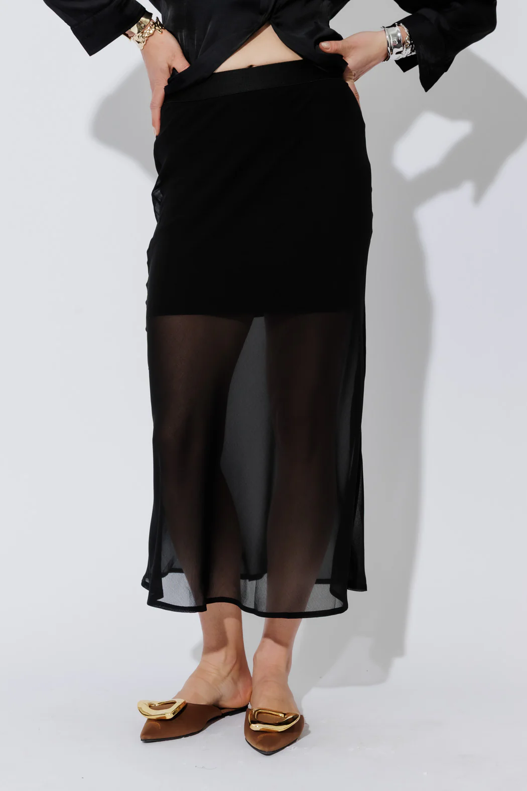Black Chiffon Bias Skirt - Image 5
