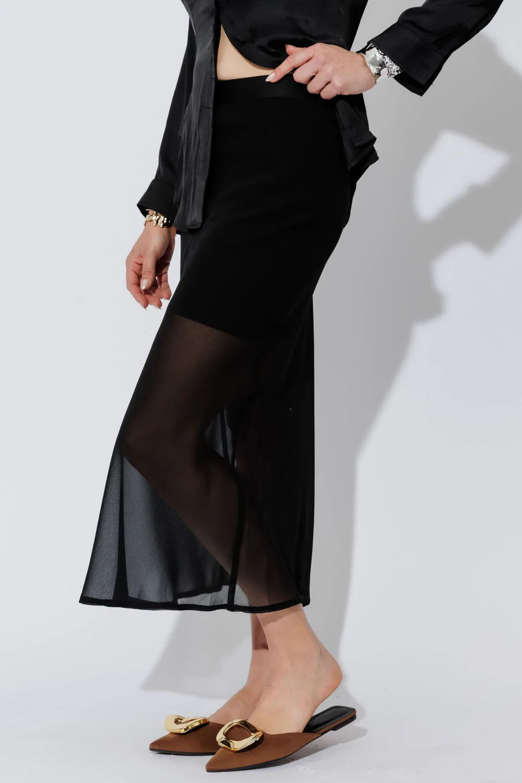 Black Chiffon Bias Skirt - Image 6