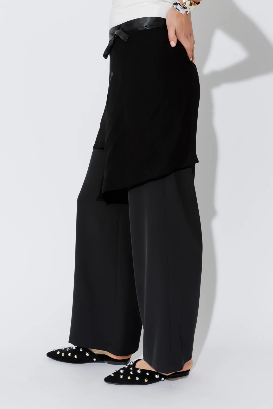 Black Chiffon Wrap Pant - Image 8