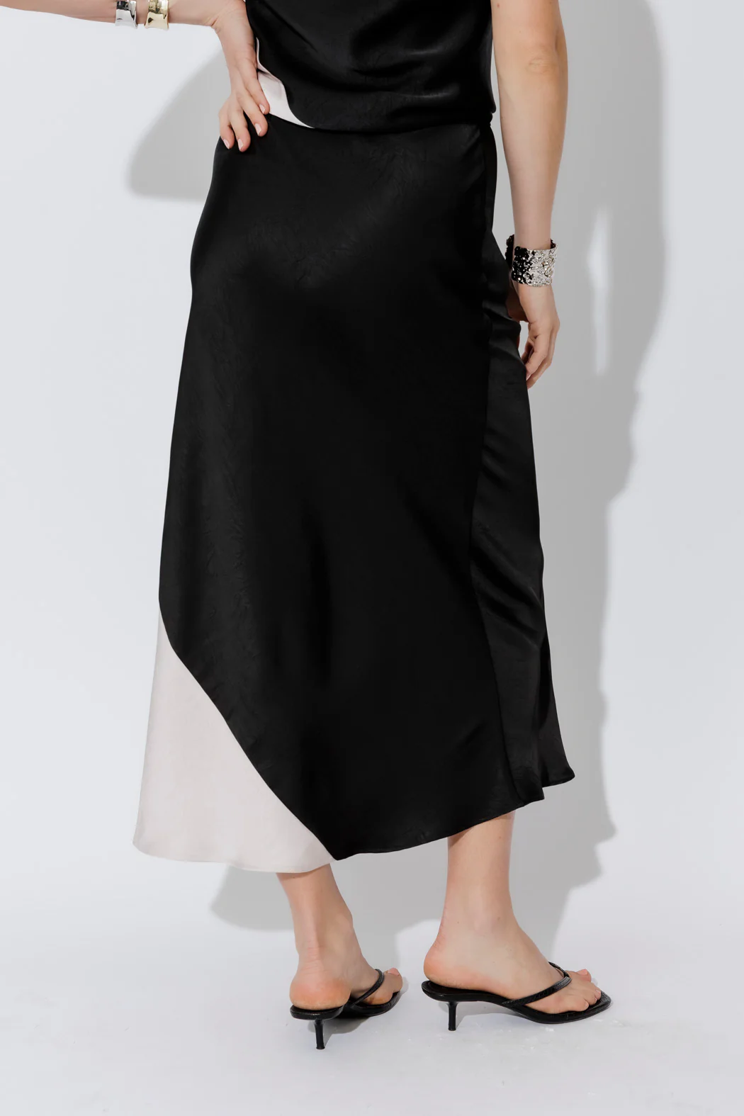 Black Contrast Bias Skirt - Image 3