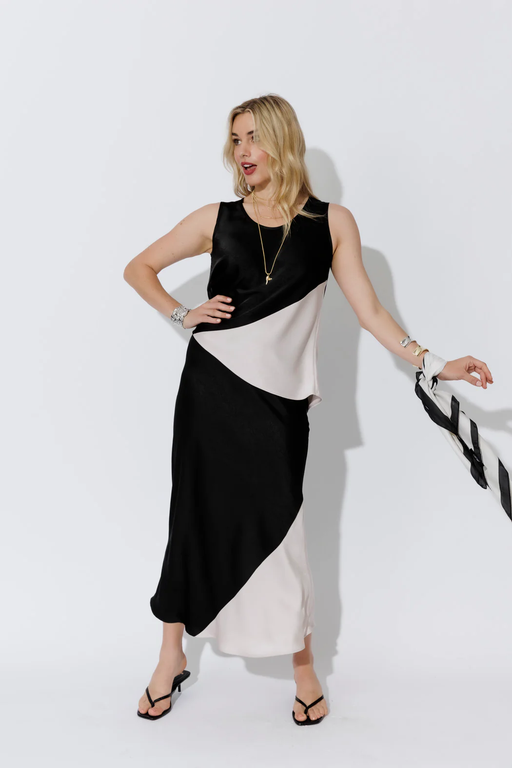 Black Contrast Bias Skirt - Image 5