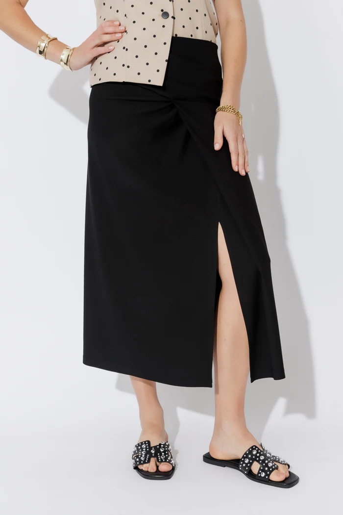 Black Drape Front Skirt - Image 3