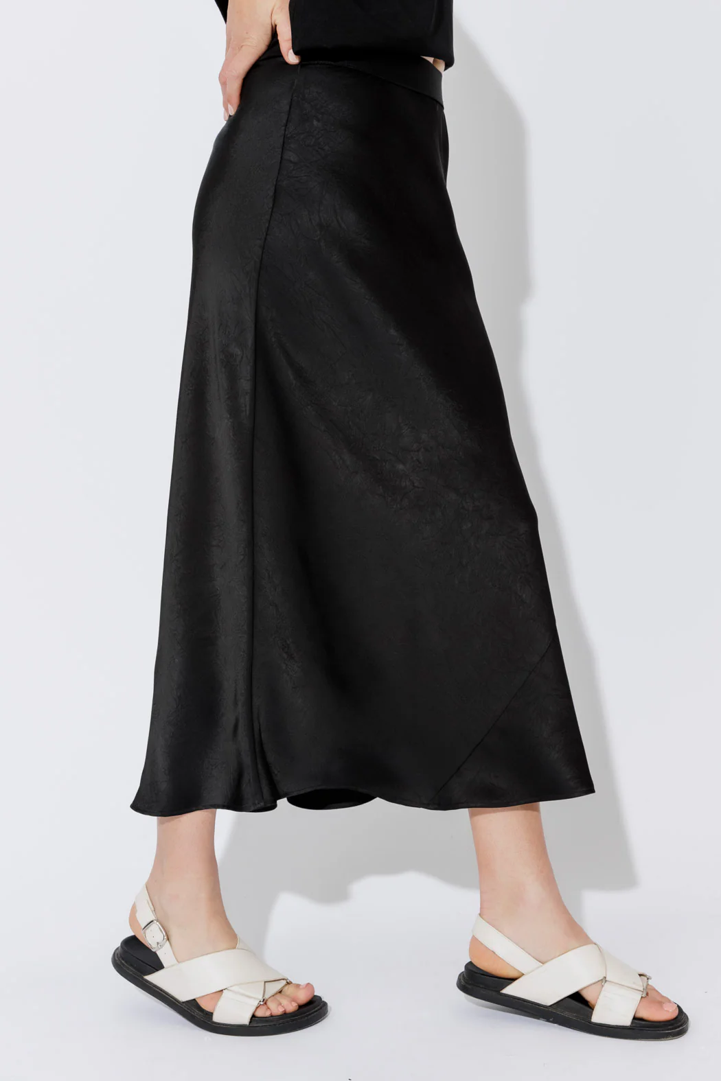 Black Embossed Bias Skirt - Image 4