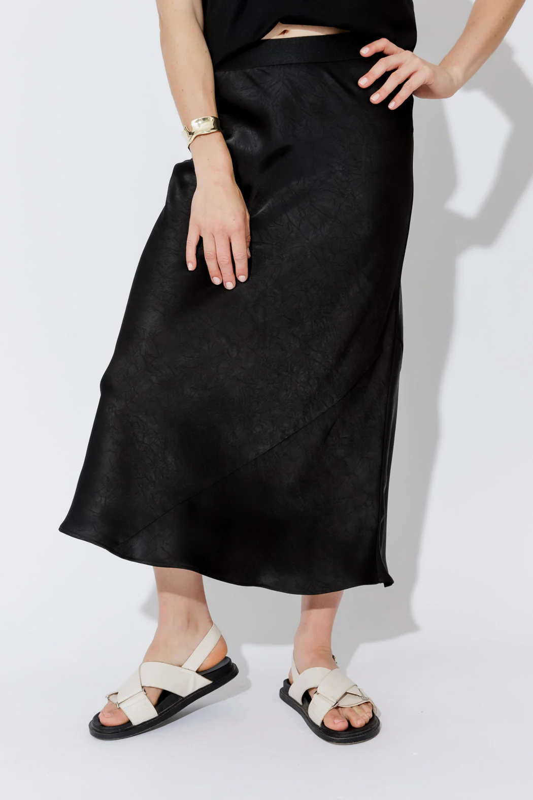 Black Embossed Bias Skirt - Image 5