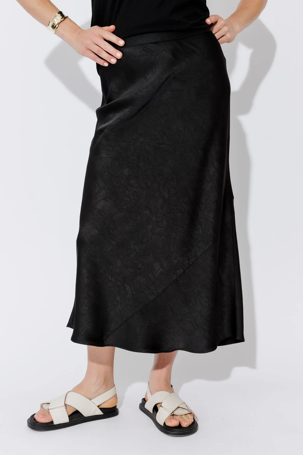 Black Embossed Bias Skirt - Image 6