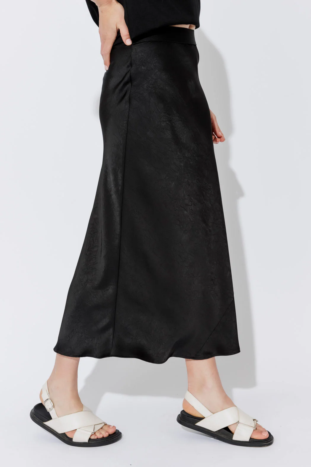 Black Embossed Bias Skirt - Image 7