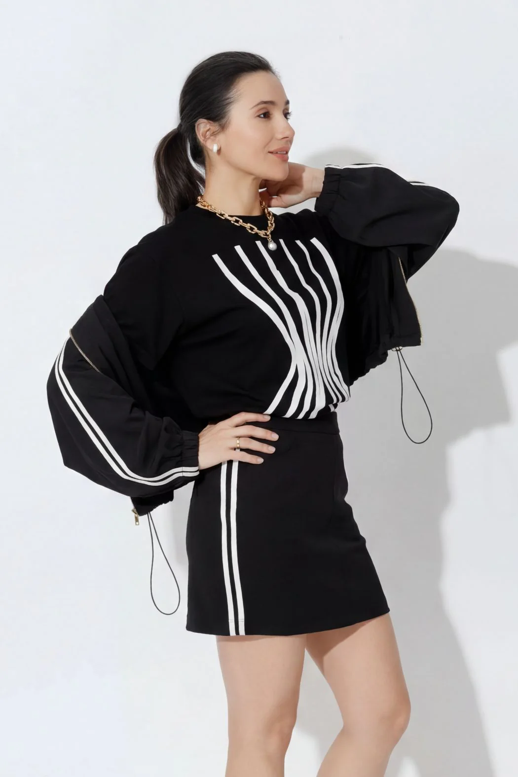 Black Euro Sport Mini Skirt - Image 7