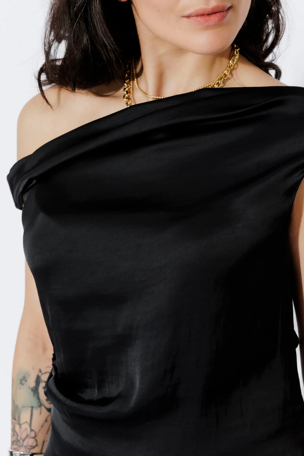Black Glow Silky Drape Top - Image 8