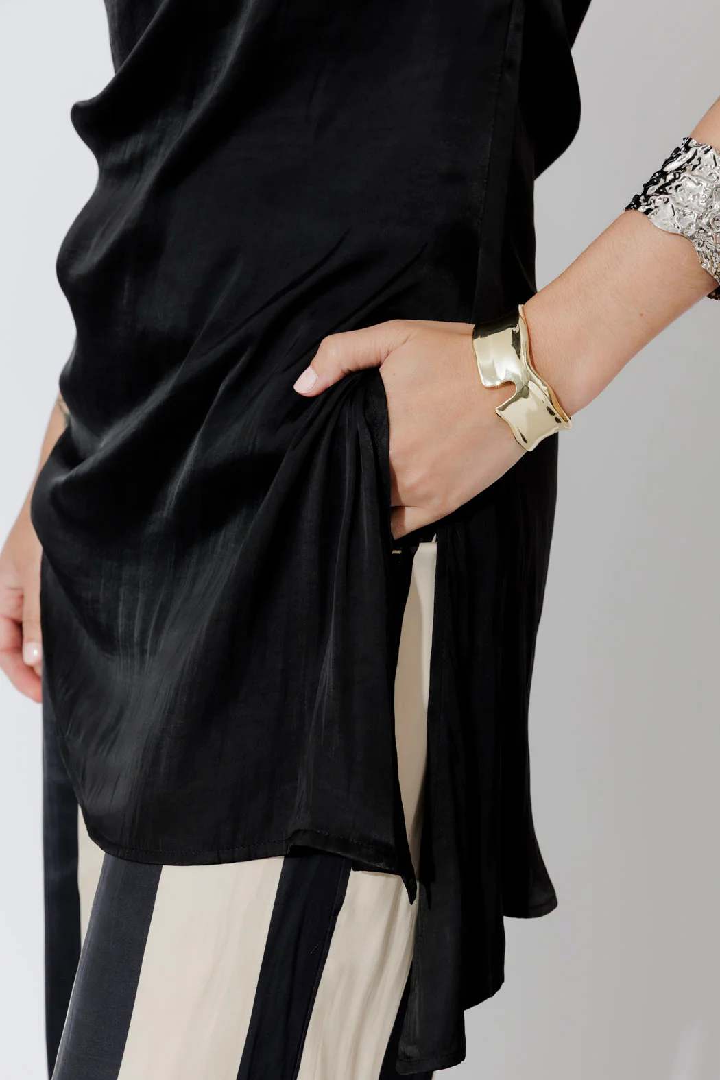 Black Glow Silky Drape Top - Image 9