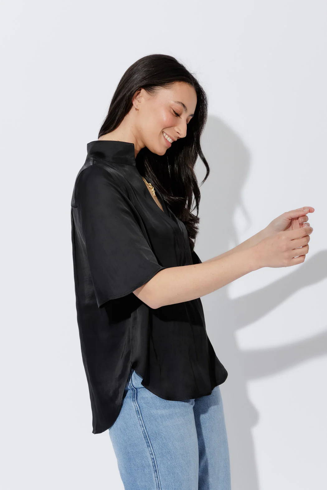 Black Milan Fluted Blogger Shirt - Image 5