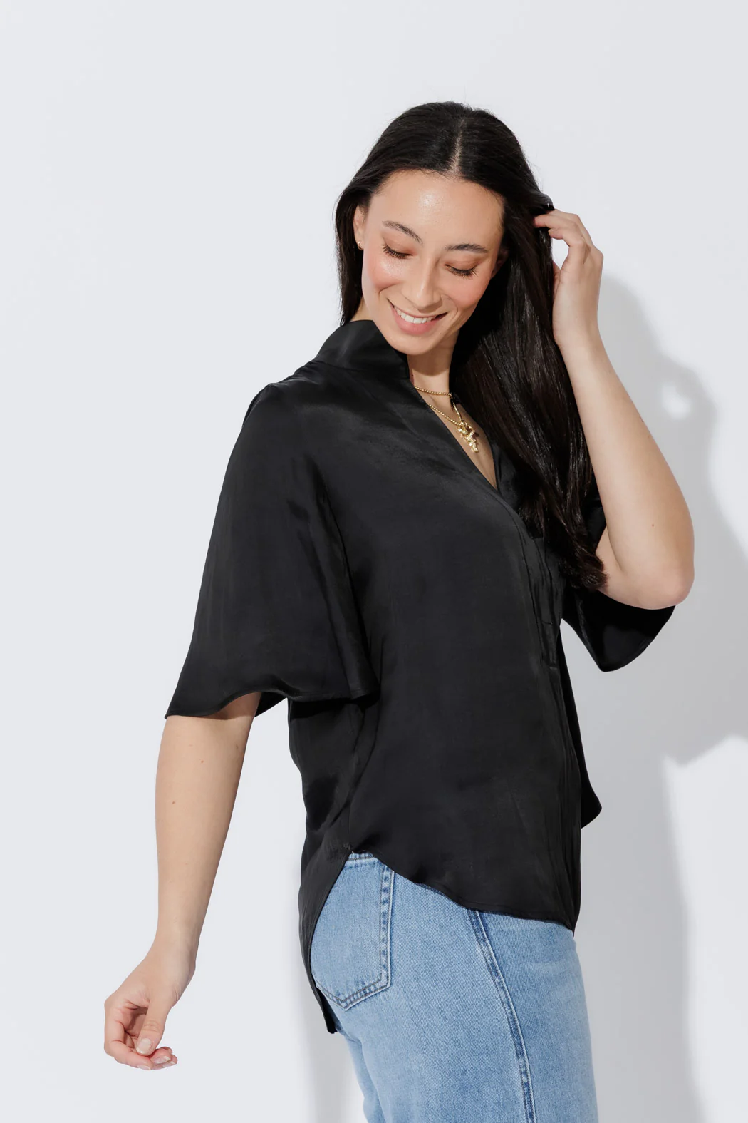 Black Milan Fluted Blogger Shirt - Image 6