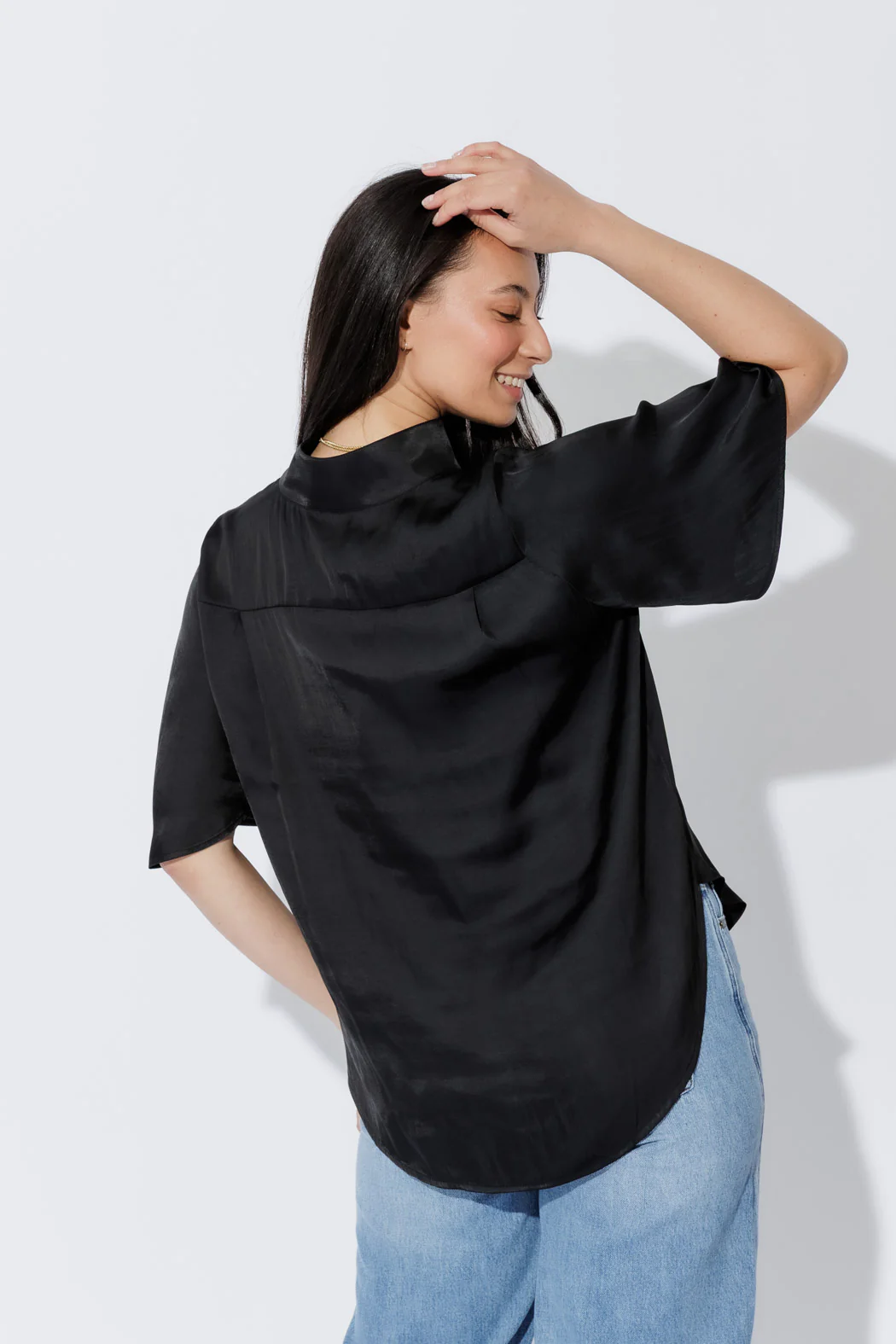 Black Milan Fluted Blogger Shirt - Image 7