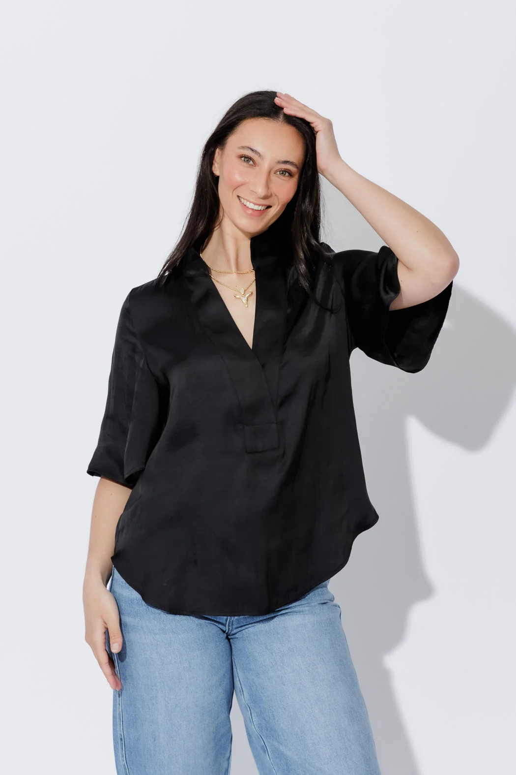 Black Milan Fluted Blogger Shirt - Image 8