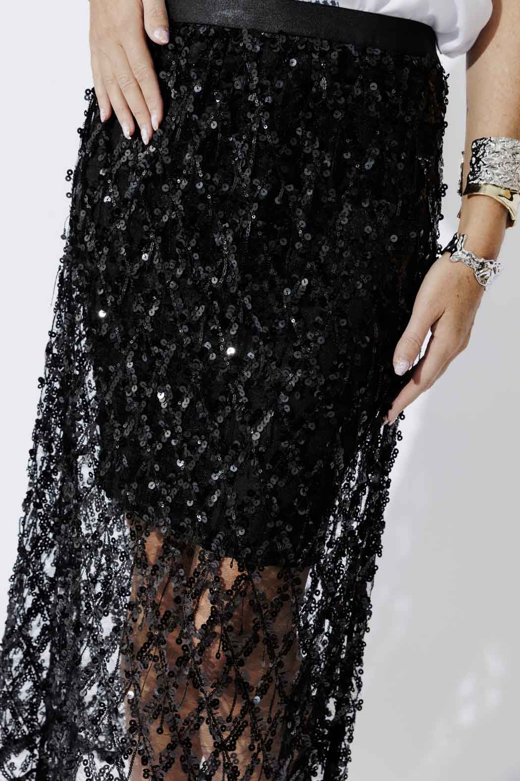 Black Sequin Diamond Skirt - Image 3
