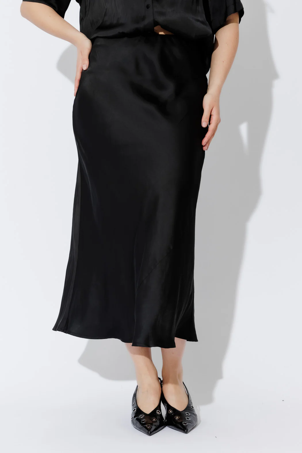 Black Silky Bias Skirt - Image 3