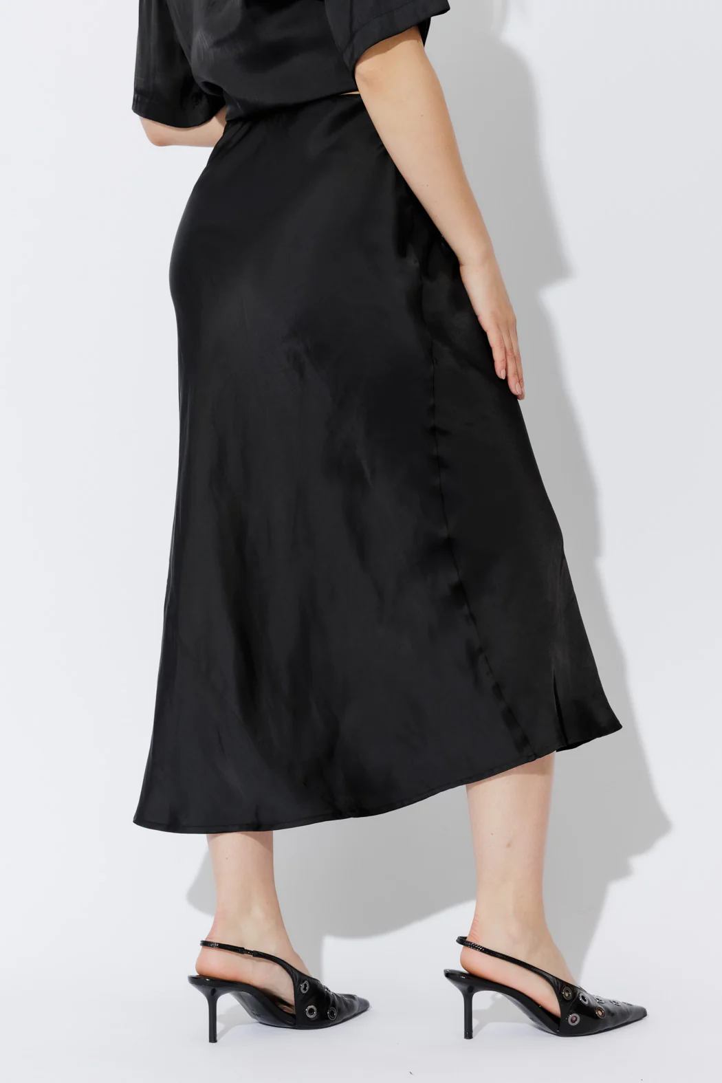 Black Silky Bias Skirt - Image 9