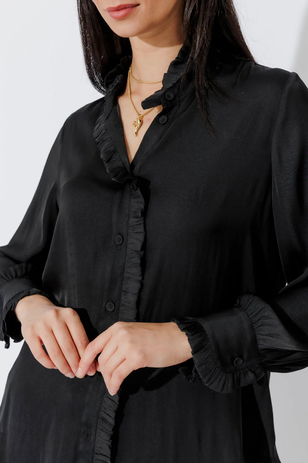 Black Silky Roma Shirt - Image 5
