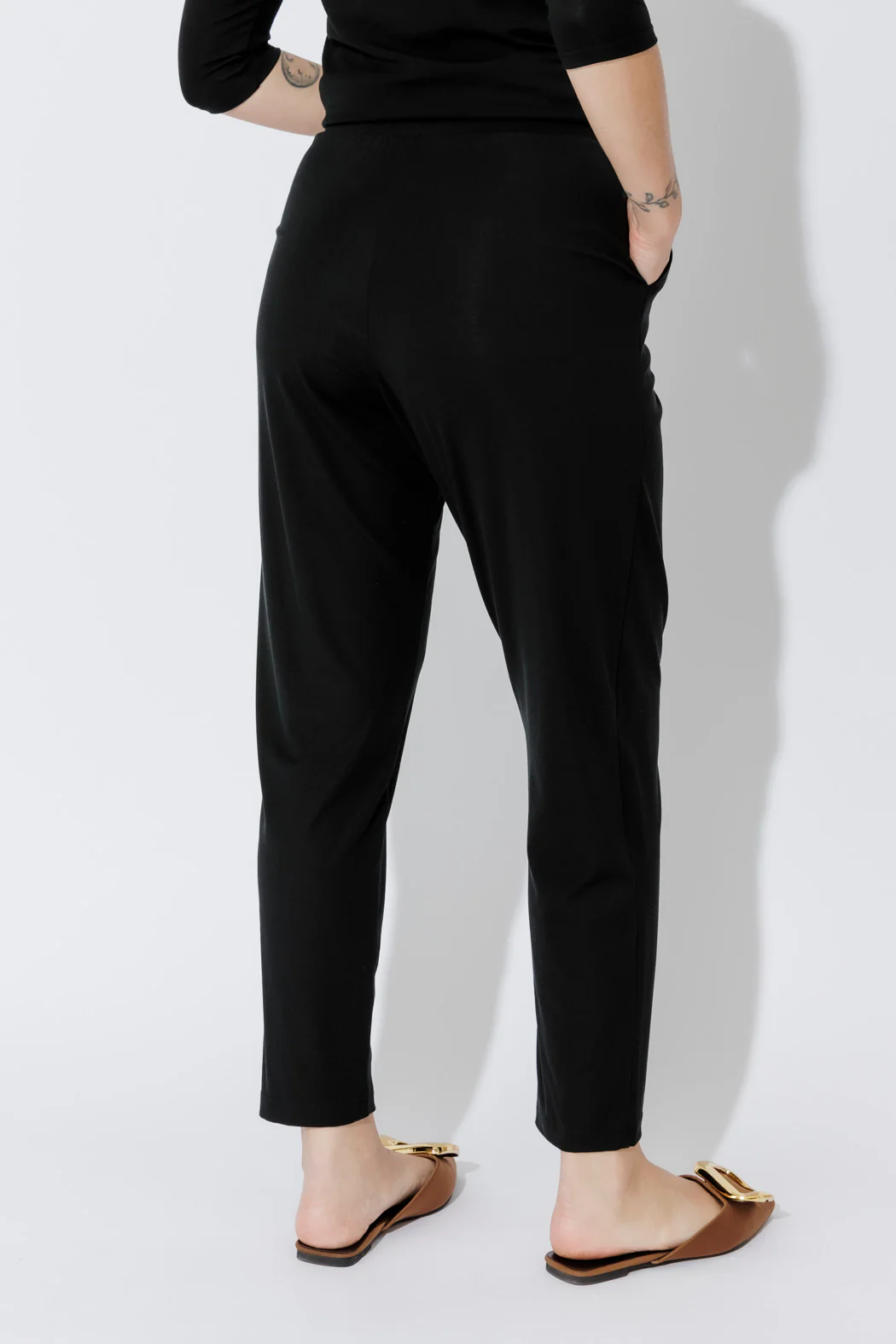 Black Tencel Fold Front Pant - Image 3