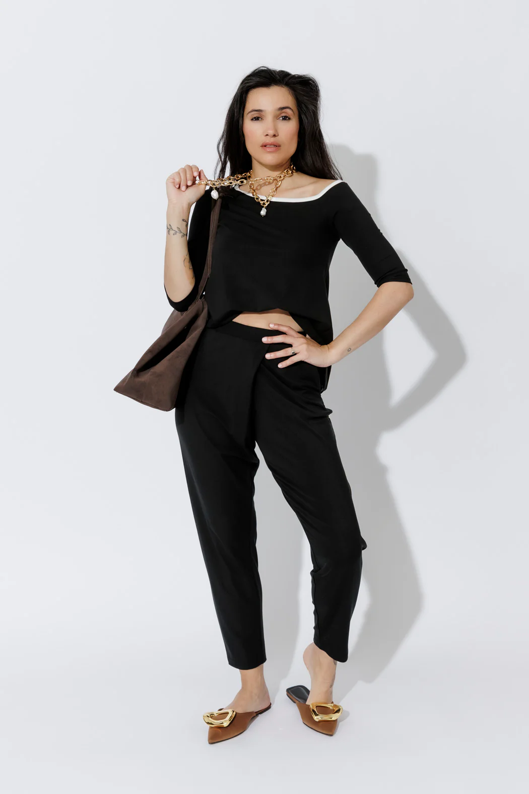 Black Tencel Fold Front Pant - Image 5