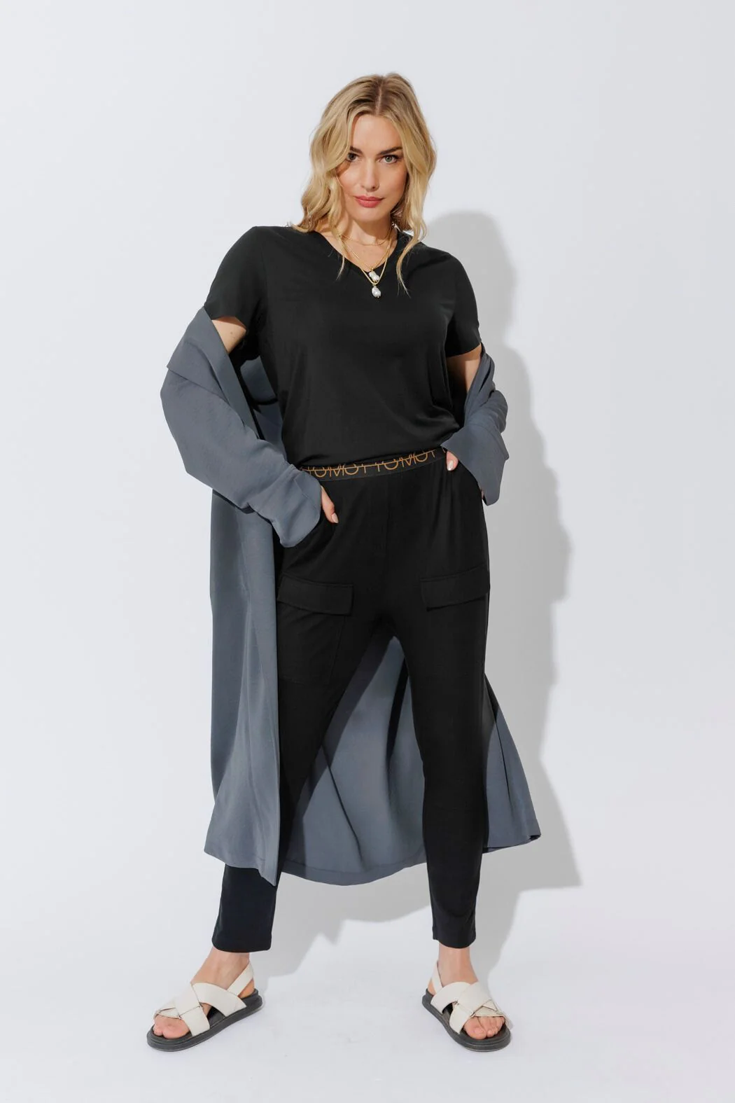 Black Tencel Pull On Cargo Pant - Image 8