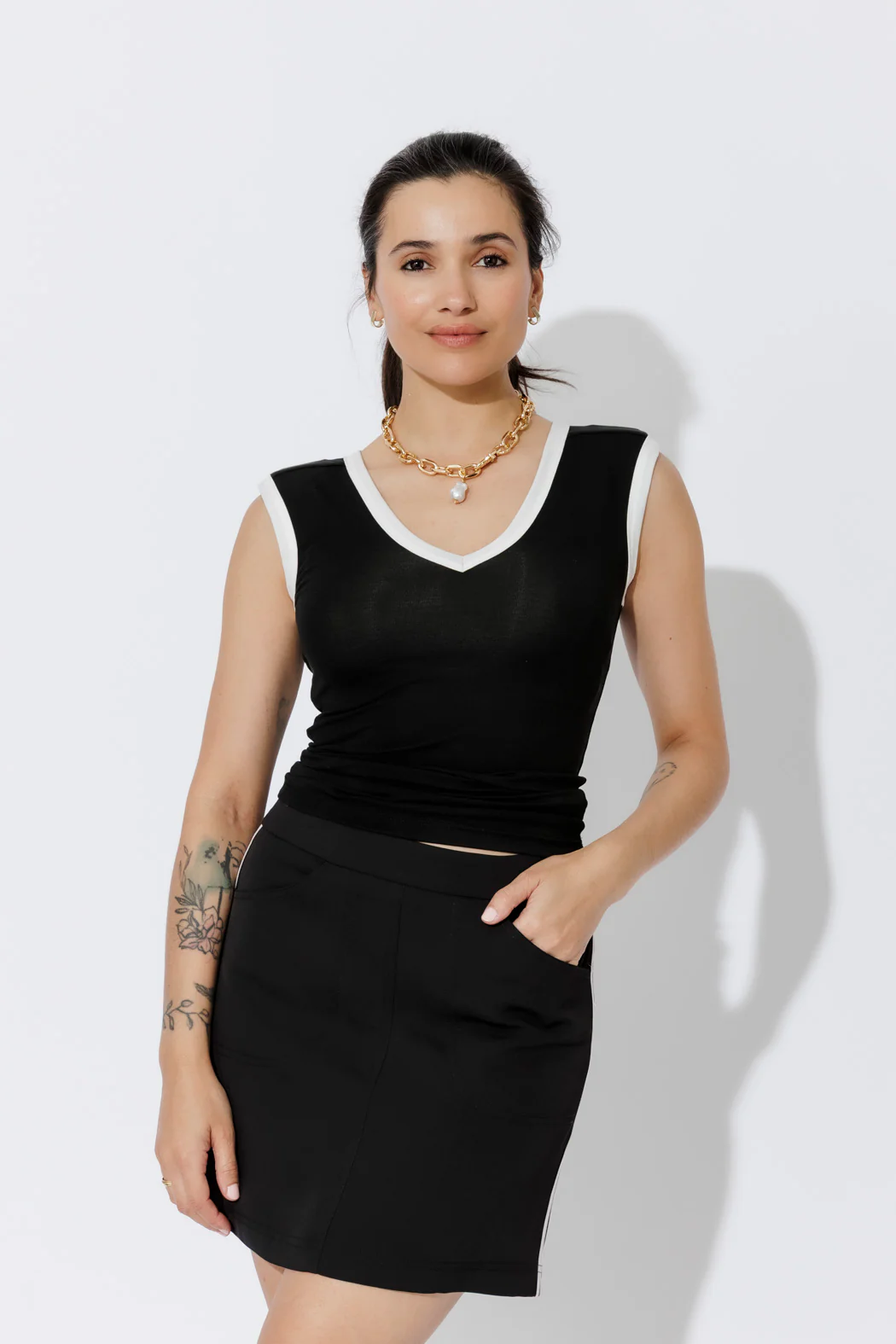 Black Tencel Trim Cami - Image 3
