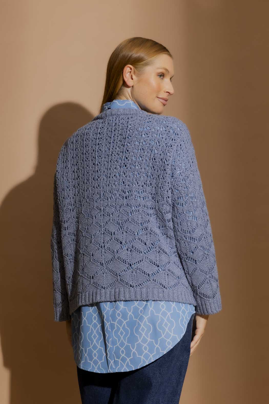 Blue Cotton Diamond Knit Blue S - Image 3