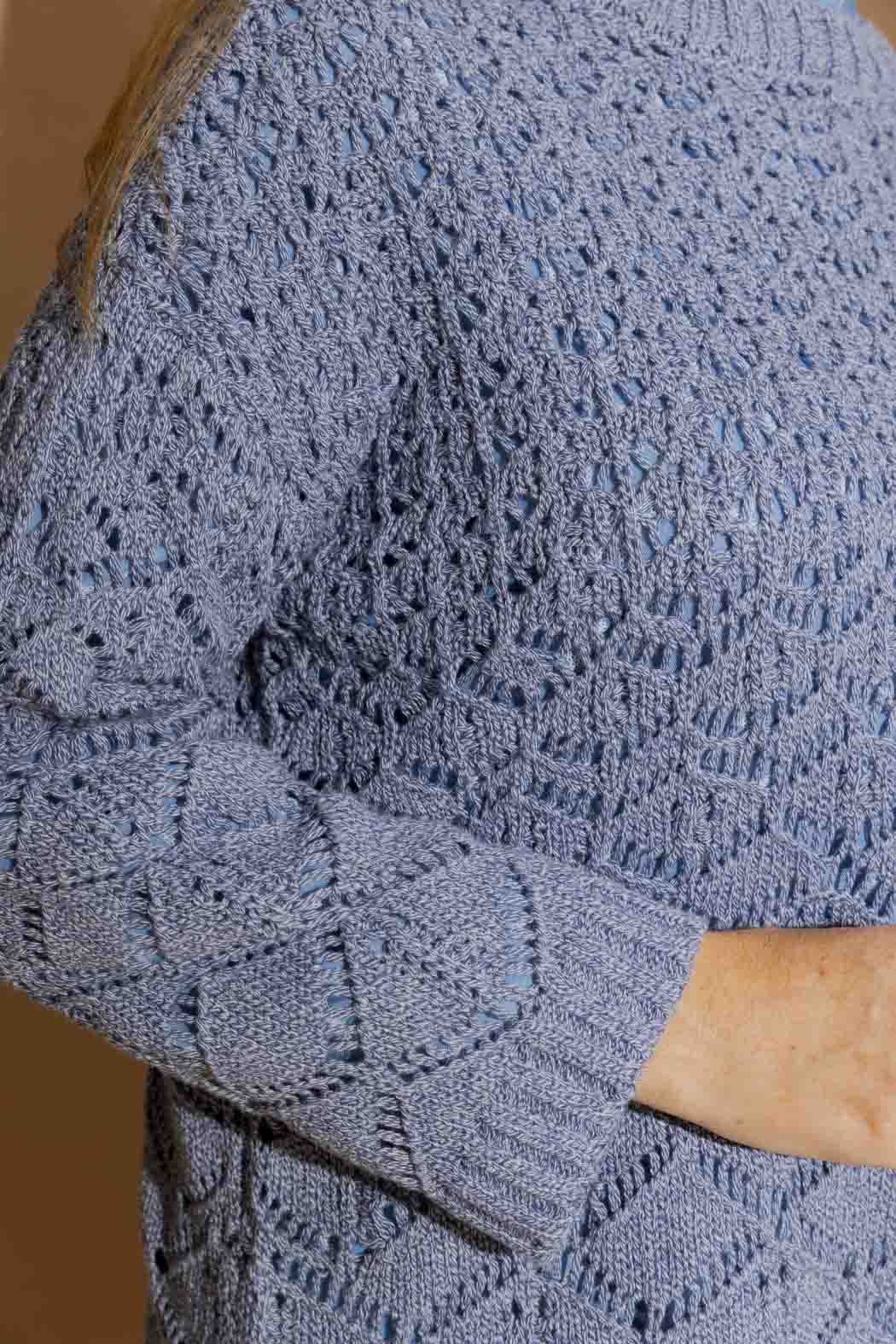 Blue Cotton Diamond Knit Blue S - Image 6