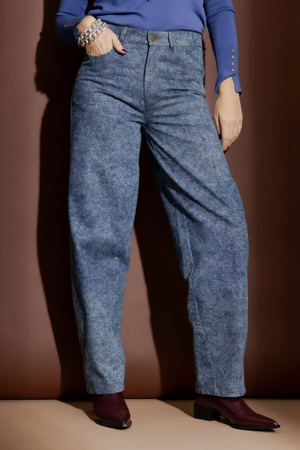 Blue Marble Denim Barrel Jean - Image 3