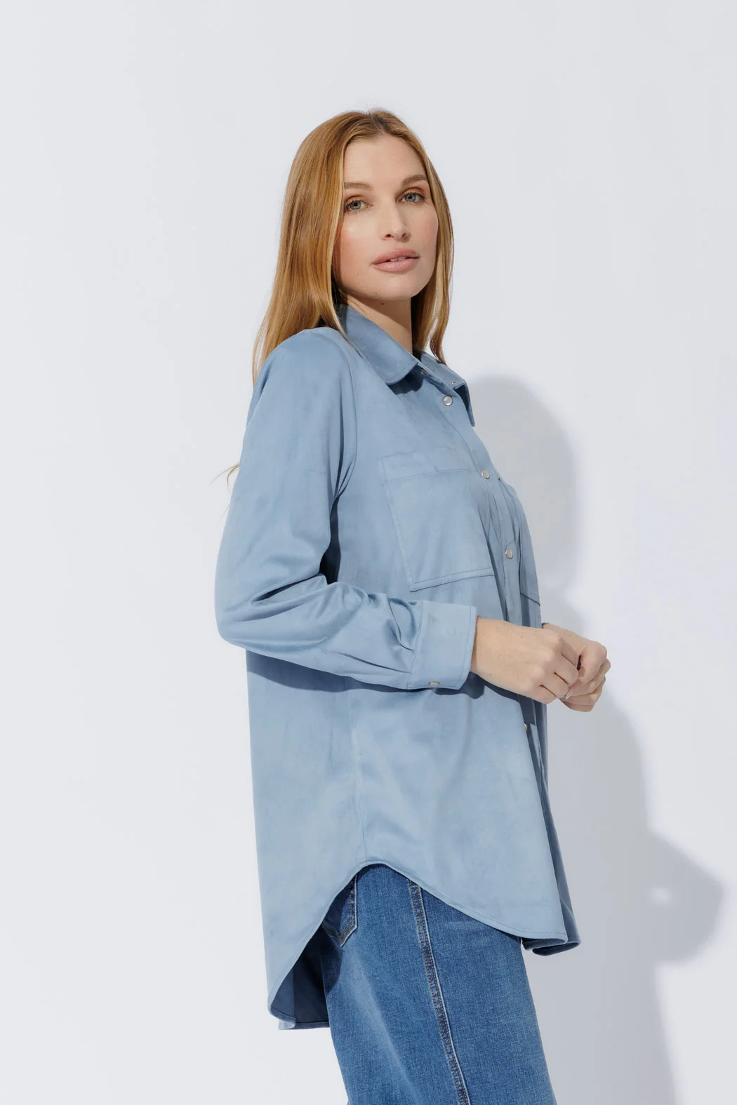 Blue Suede Overshirt - Image 3