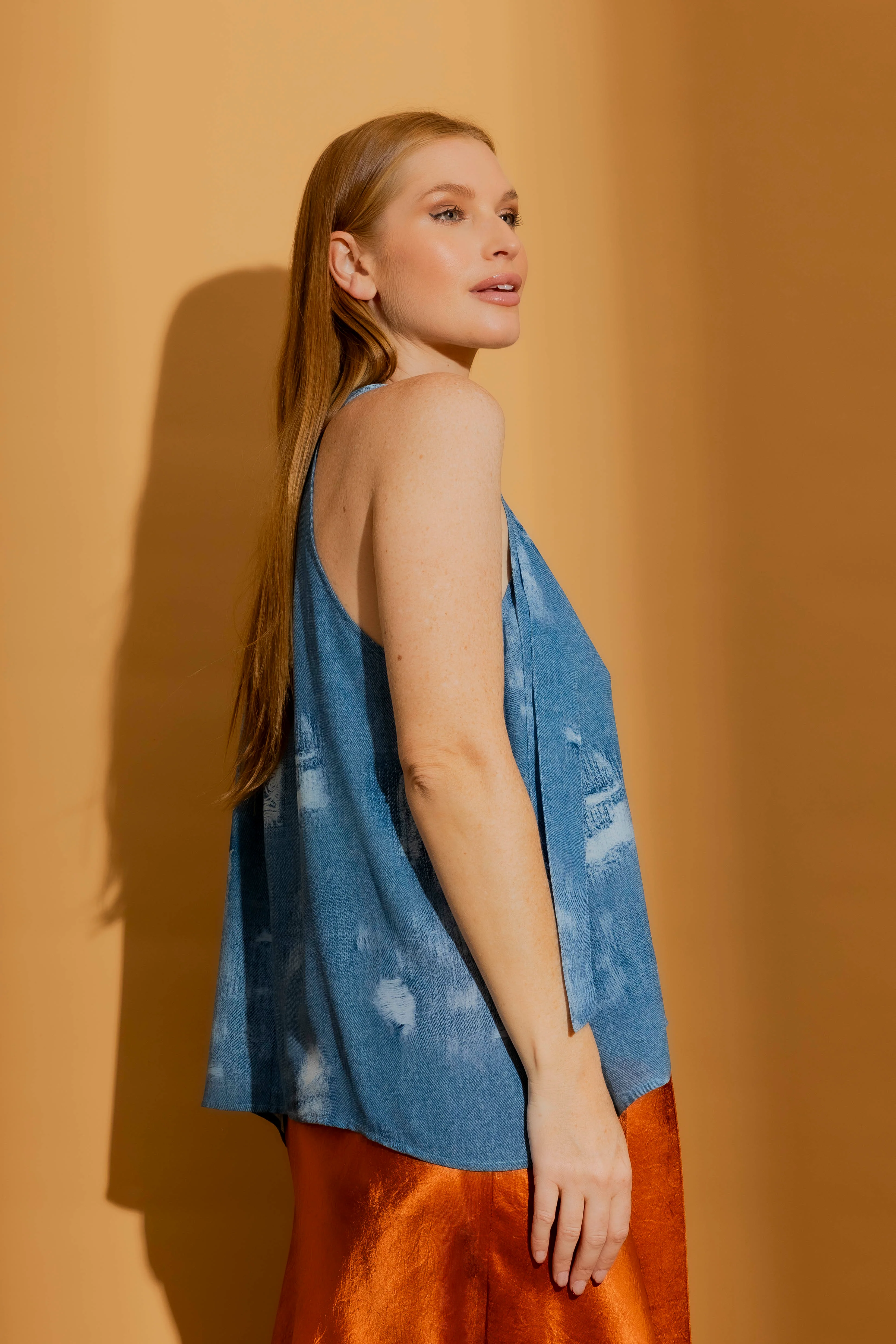 Blue Tie Neck Halter Top - Image 3