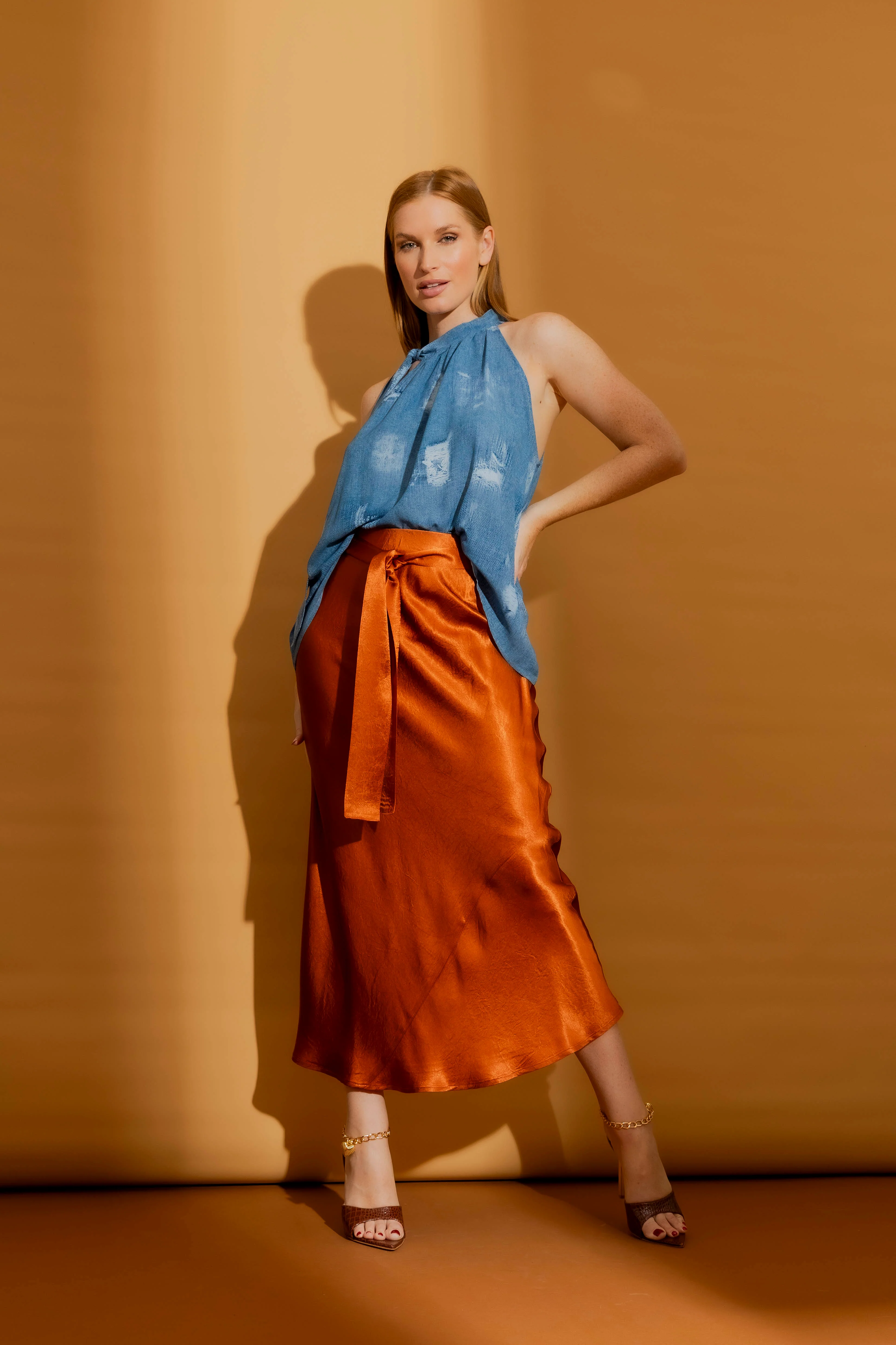 Blue Tie Neck Halter Top - Image 4