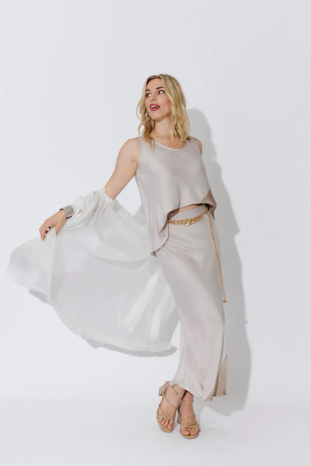 Champagne Contrast Bias Skirt - Image 5