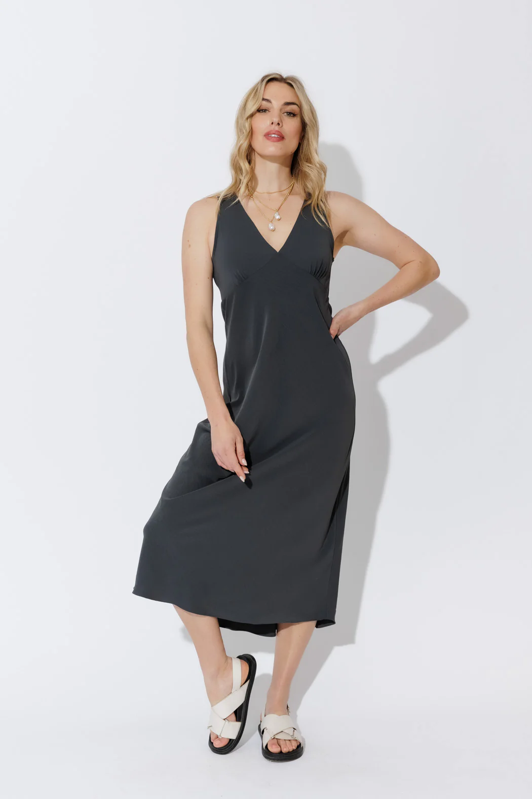 Charcoal Luxury Bias Dress - Image 3
