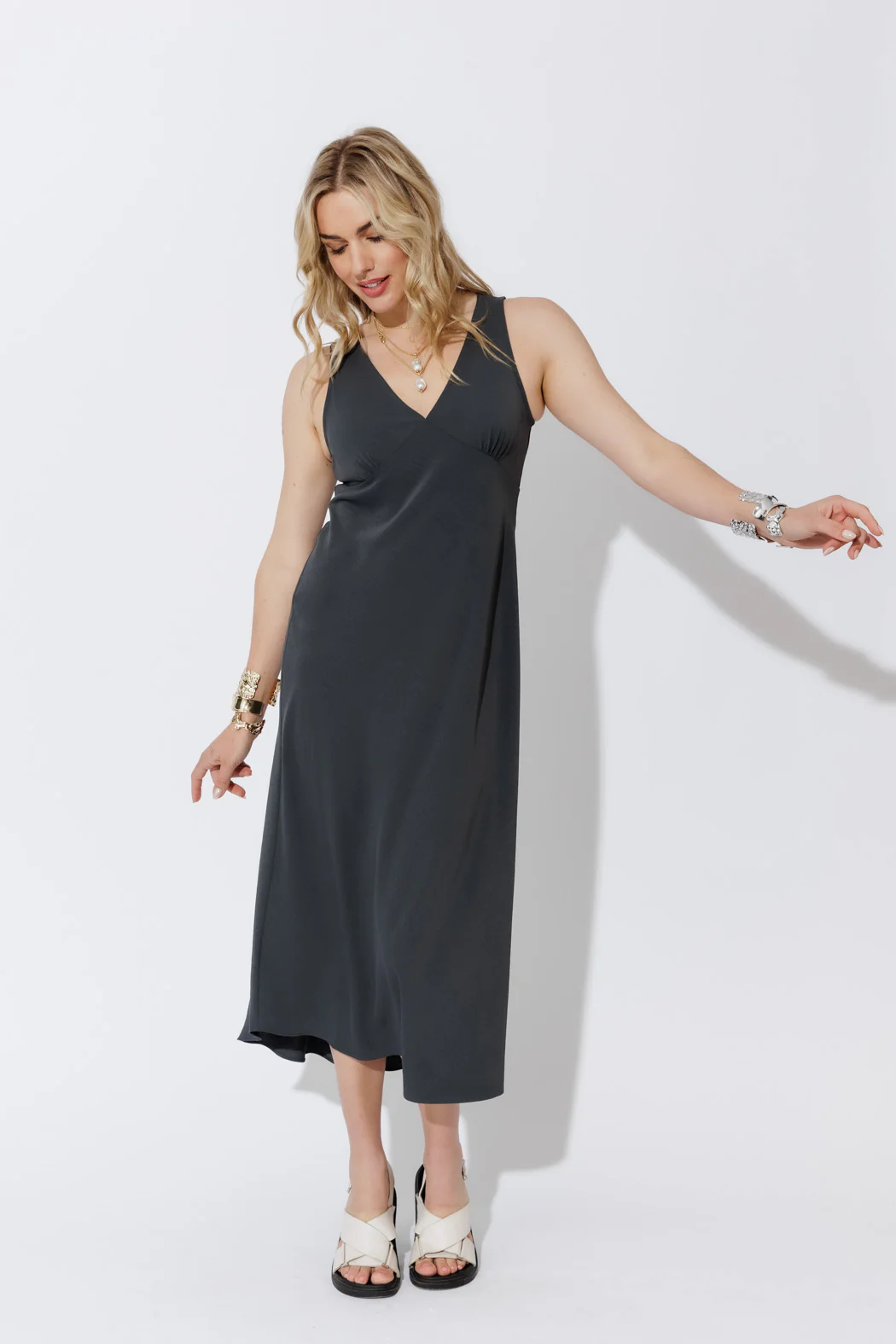 Charcoal Luxury Bias Dress - Image 5