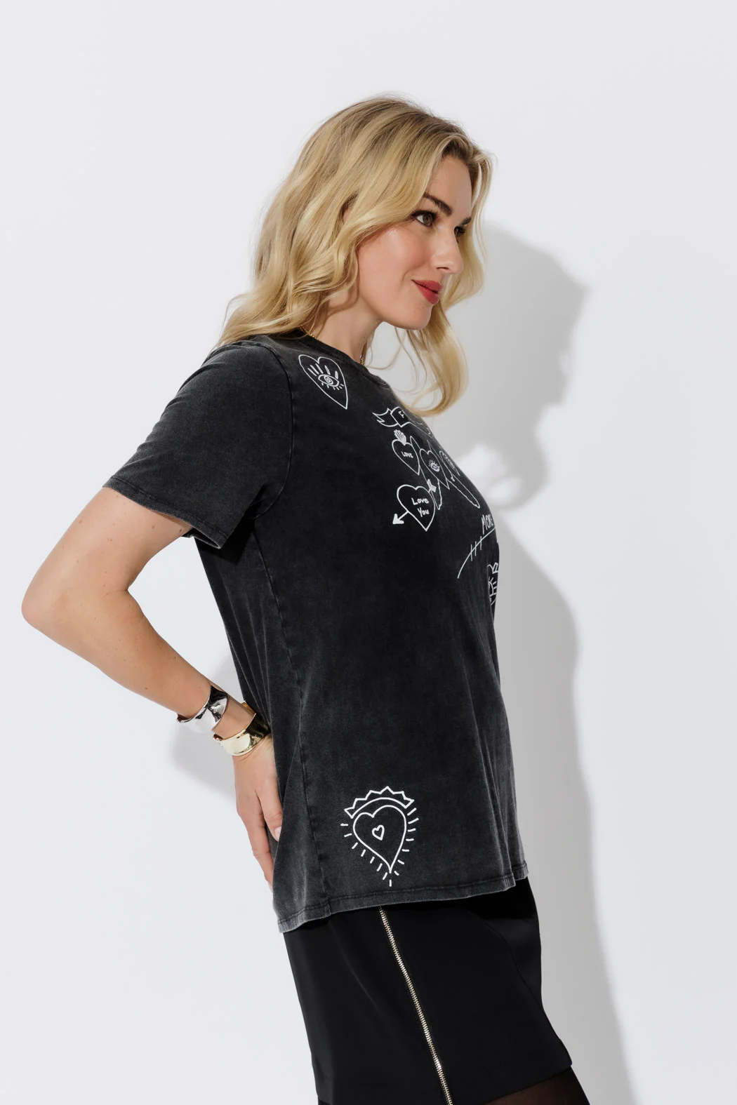 Charcoal Washed Cotton Freedom T-Shirt - Image 3
