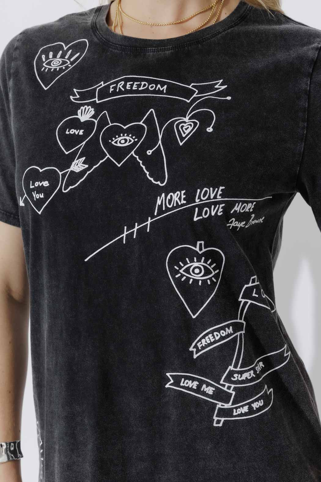 Charcoal Washed Cotton Freedom T-Shirt - Image 6