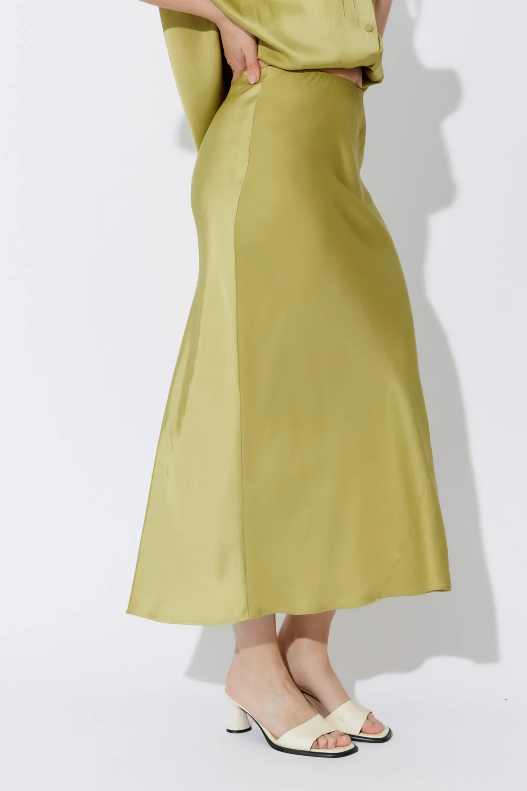 Chartreuse Silky Bias Skirt - Image 4