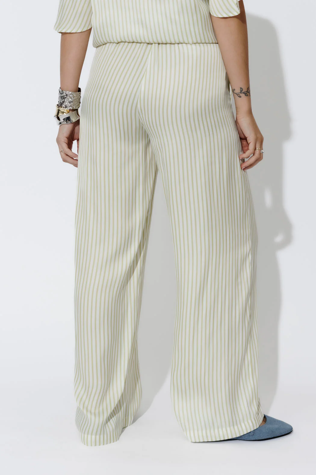 Chartreuse Stripe Wide Leg Pant - Image 6