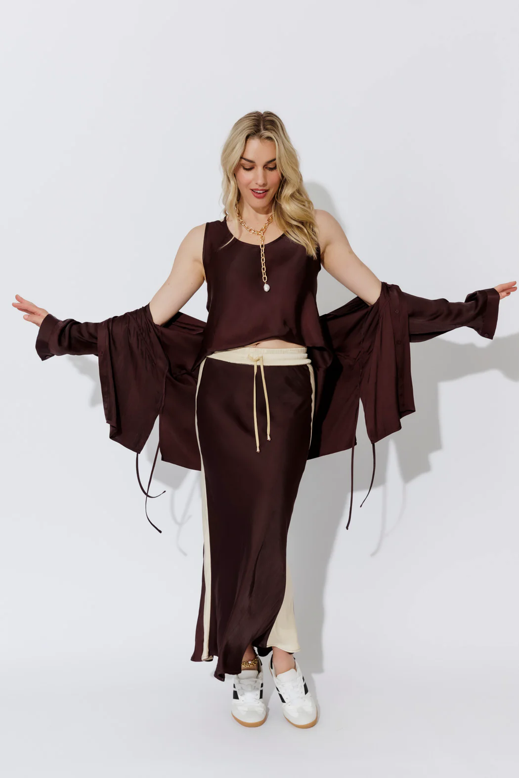 Chocolate Glow Bias Panel Skirt - Image 7