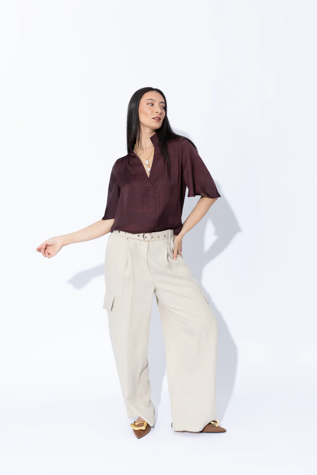 Chocolate Milan Fluted Blogger Shirt - Image 3