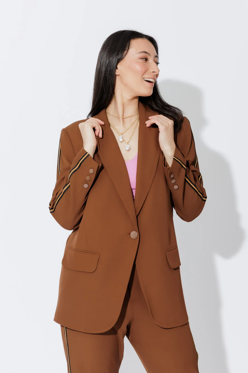 Chocolate Stripe Boyfriend Blazer - Image 10