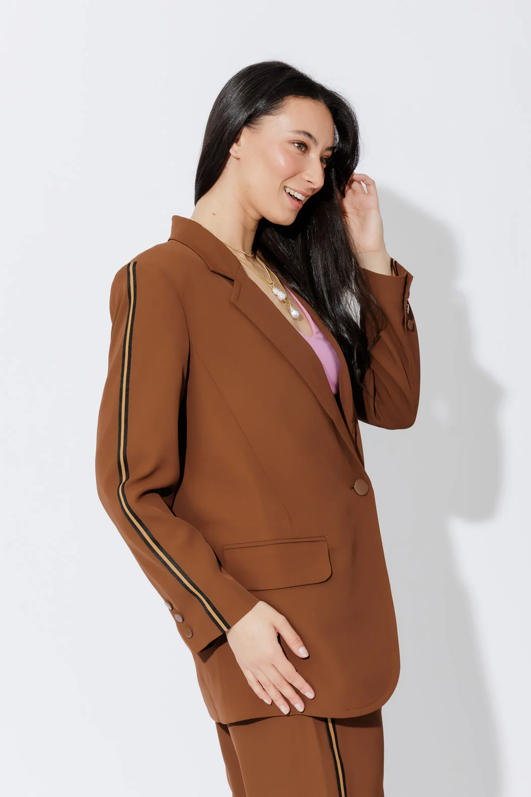 Chocolate Stripe Boyfriend Blazer - Image 6