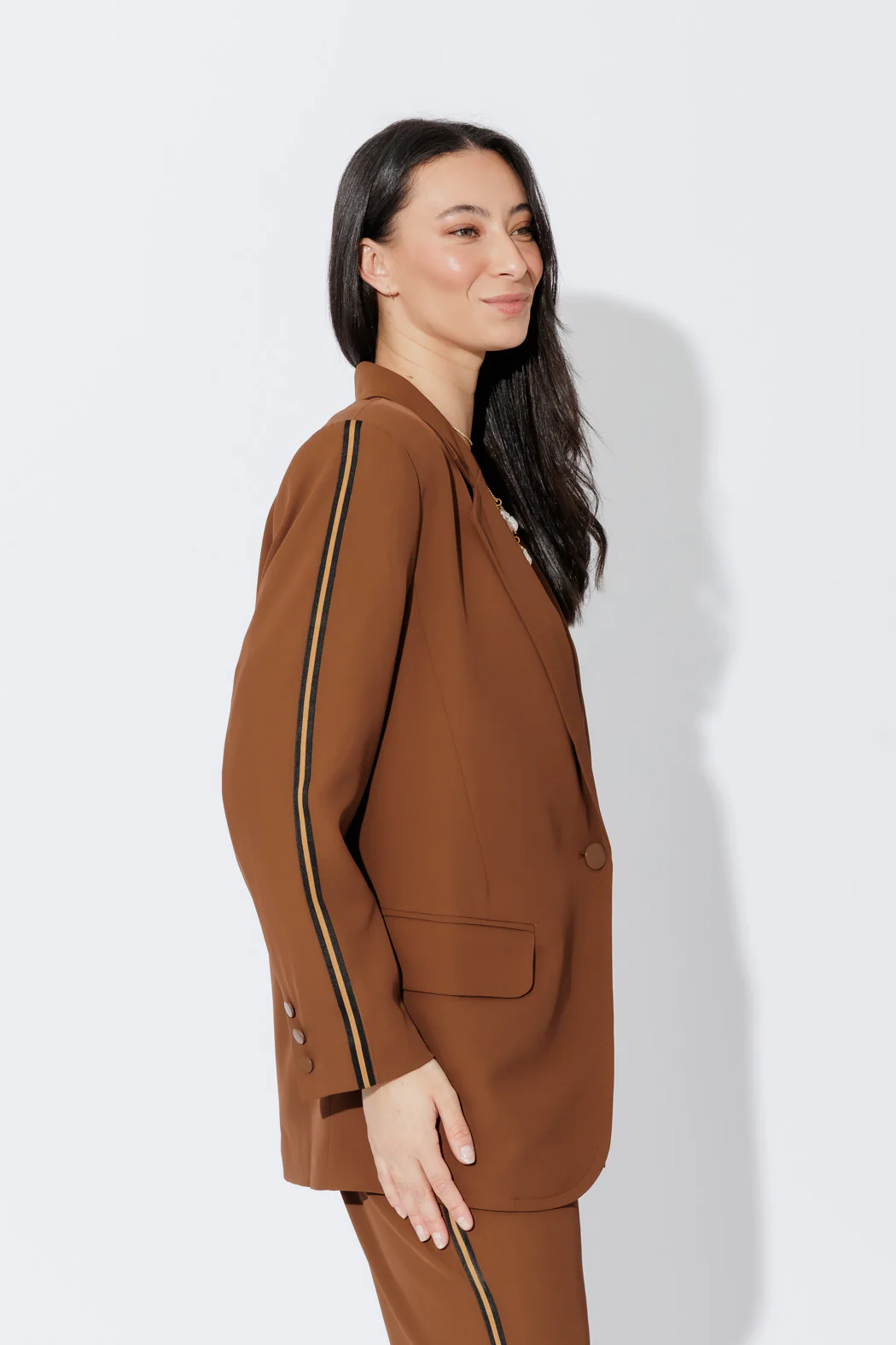Chocolate Stripe Boyfriend Blazer - Image 7