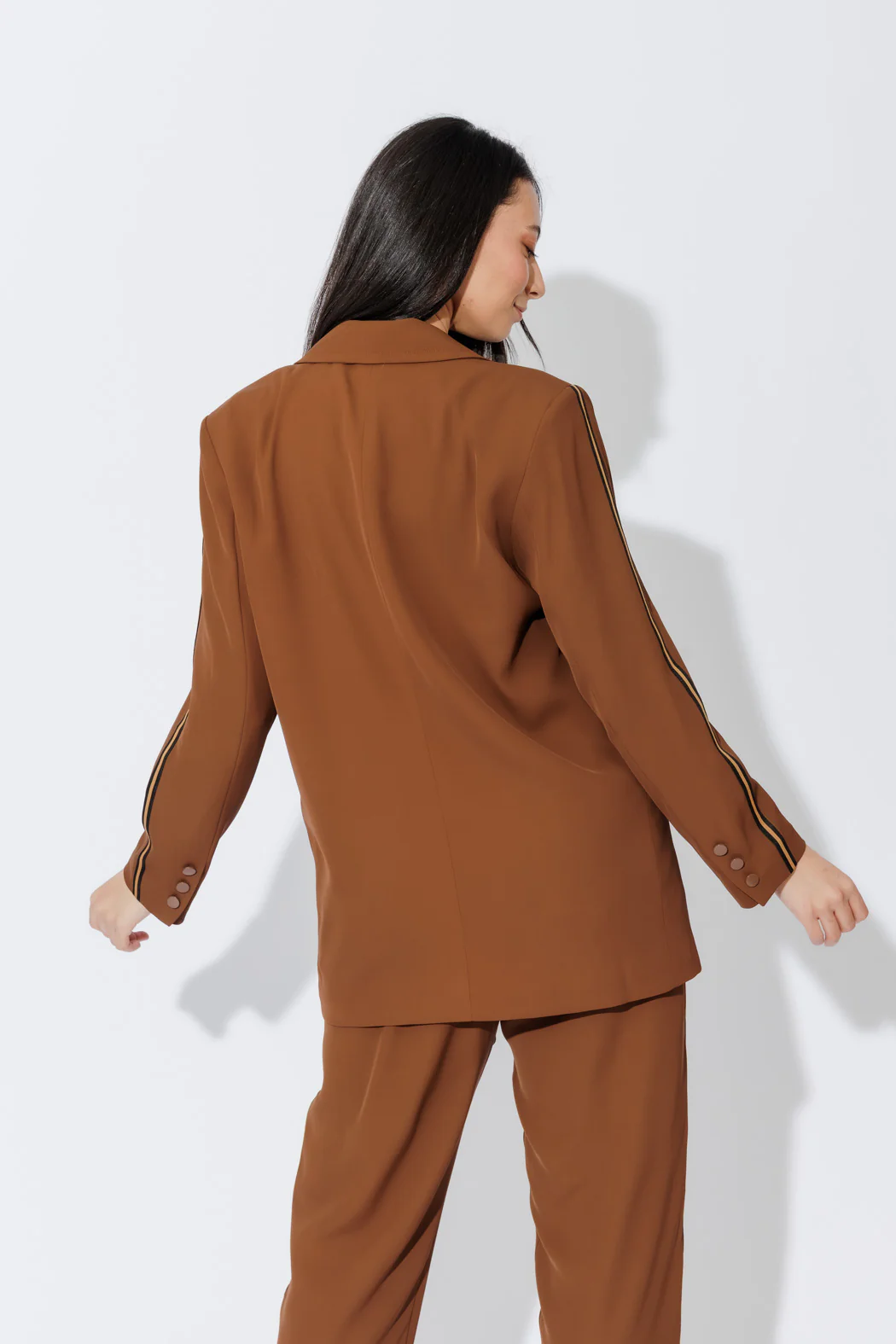 Chocolate Stripe Boyfriend Blazer - Image 9