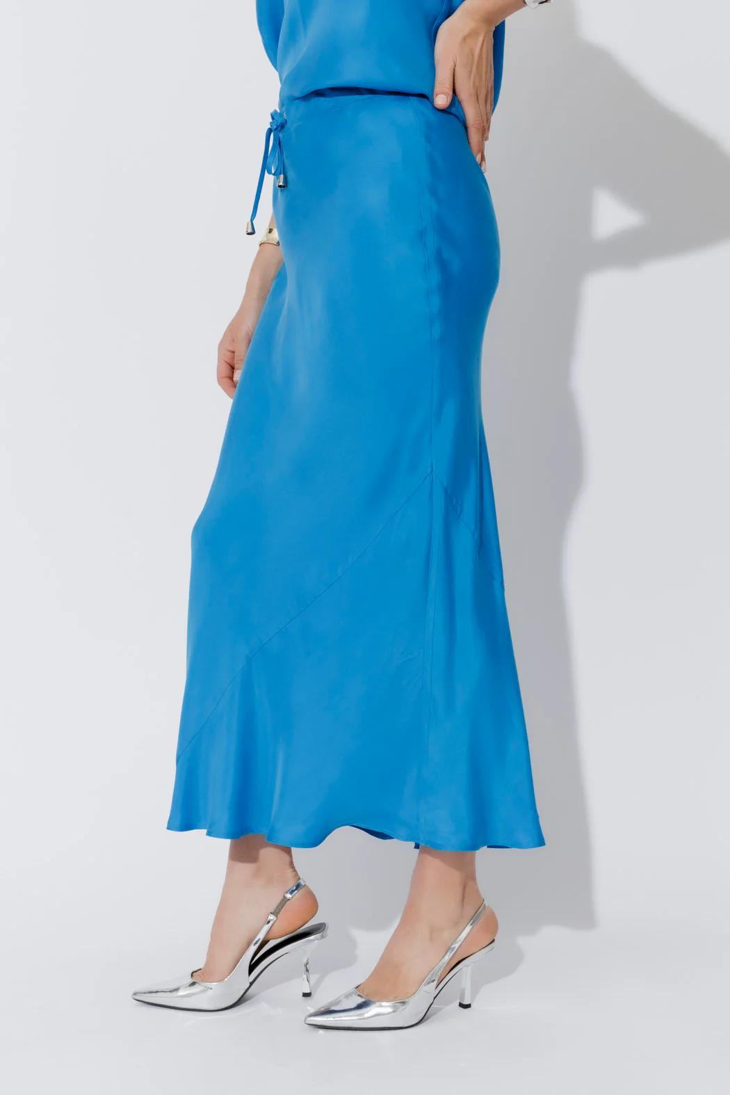 Cobalt Cupro Bias Skirt - Image 3