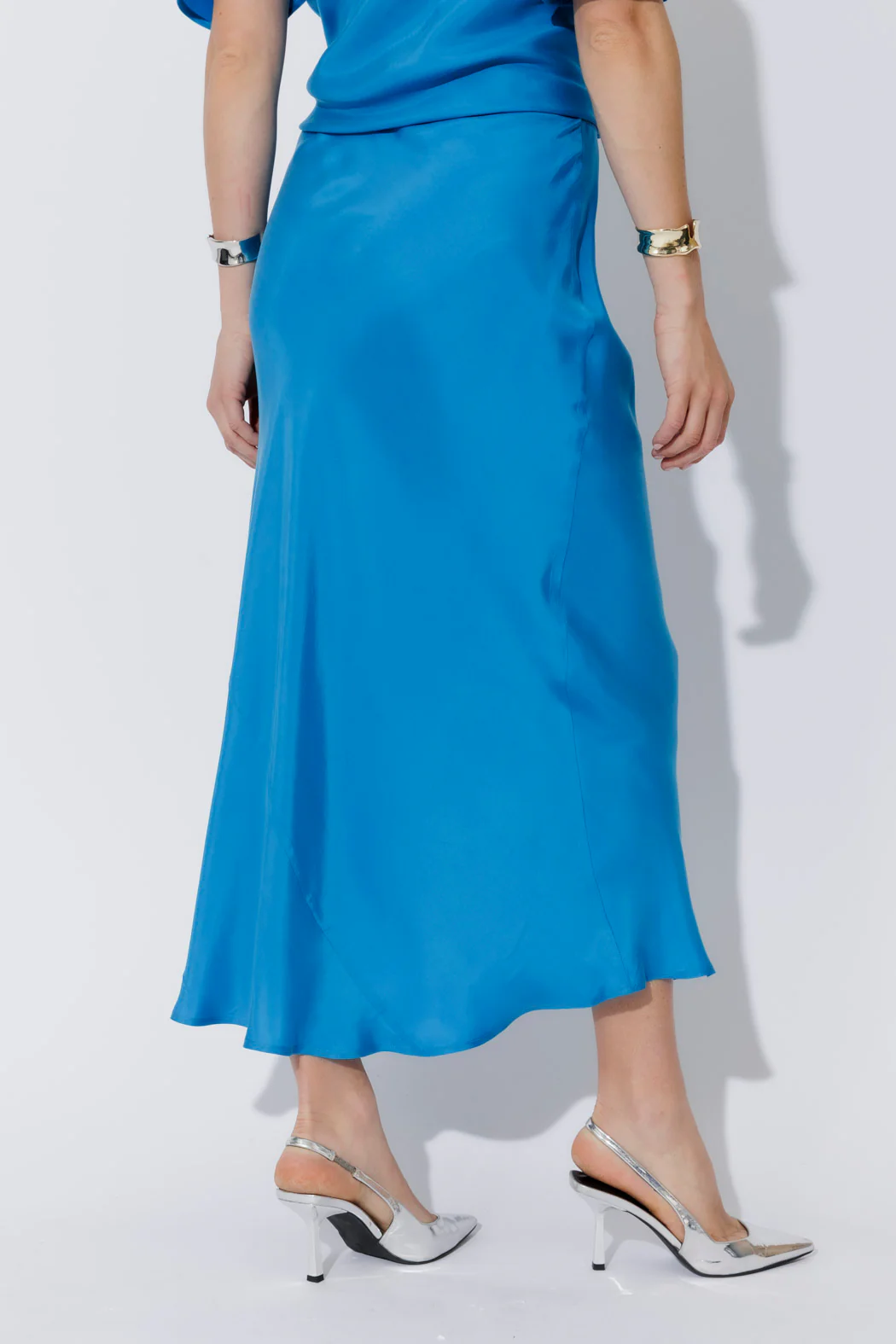 Cobalt Cupro Bias Skirt - Image 4
